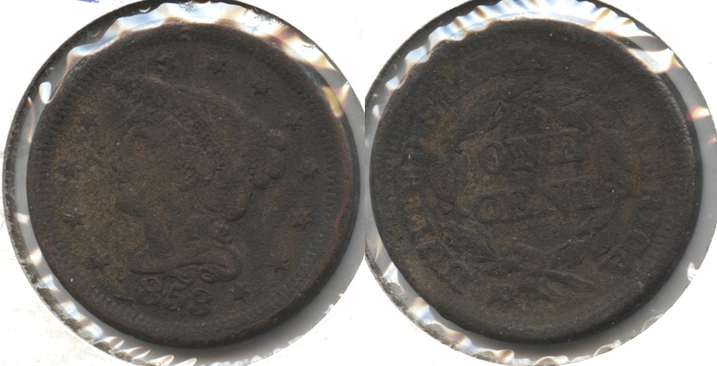 1853 Coronet Large Cent Fine-12 #j Corroded