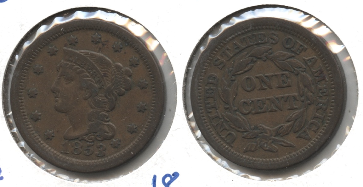 1853 Coronet Large Cent Fine-12 #x