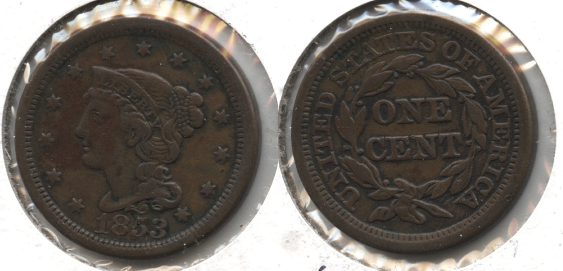 1853 Coronet Large Cent VF-20 #k