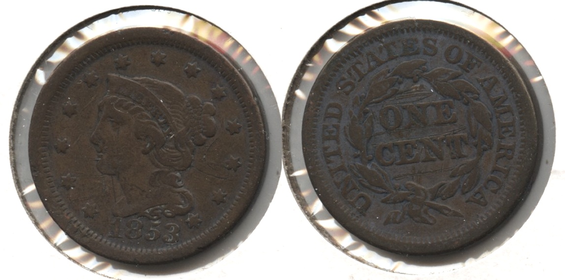 1853 Coronet Large Cent VF-20 #n Old Scratch