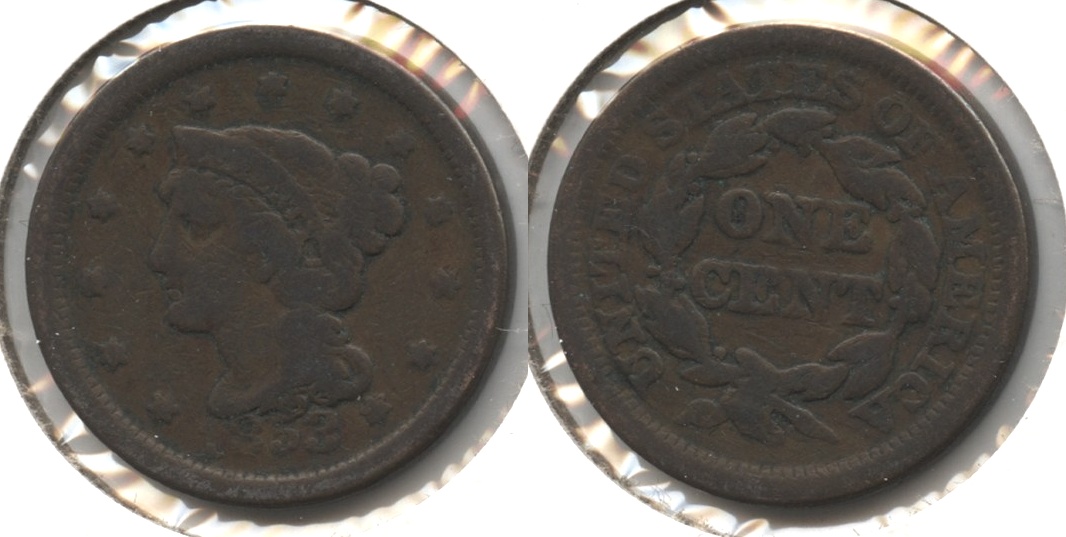 1853 Coronet Large Cent VG-8 #a