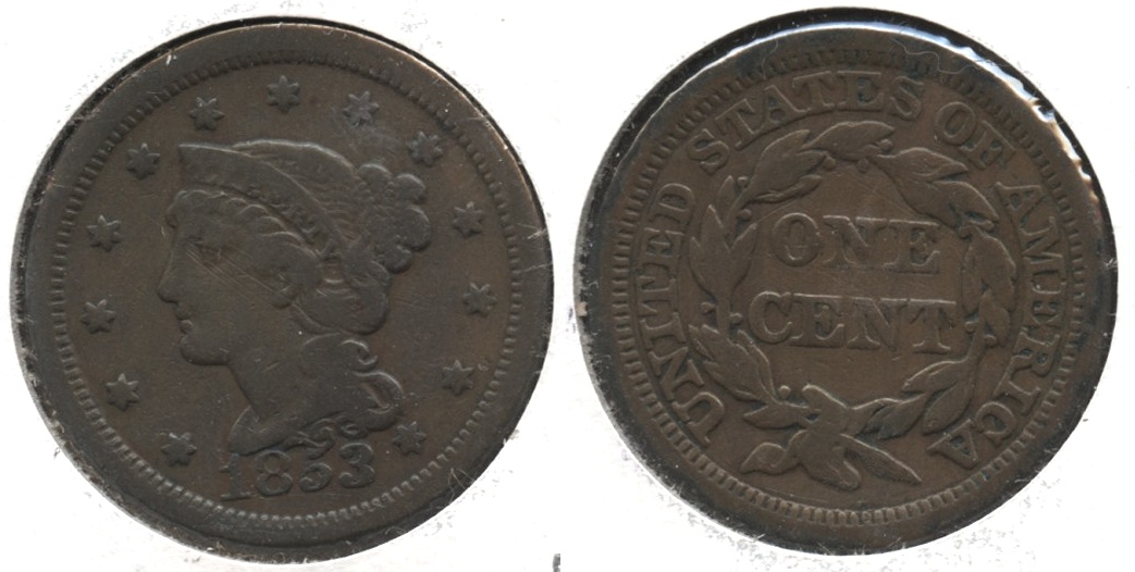 1853 Coronet Large Cent VG-8 #b