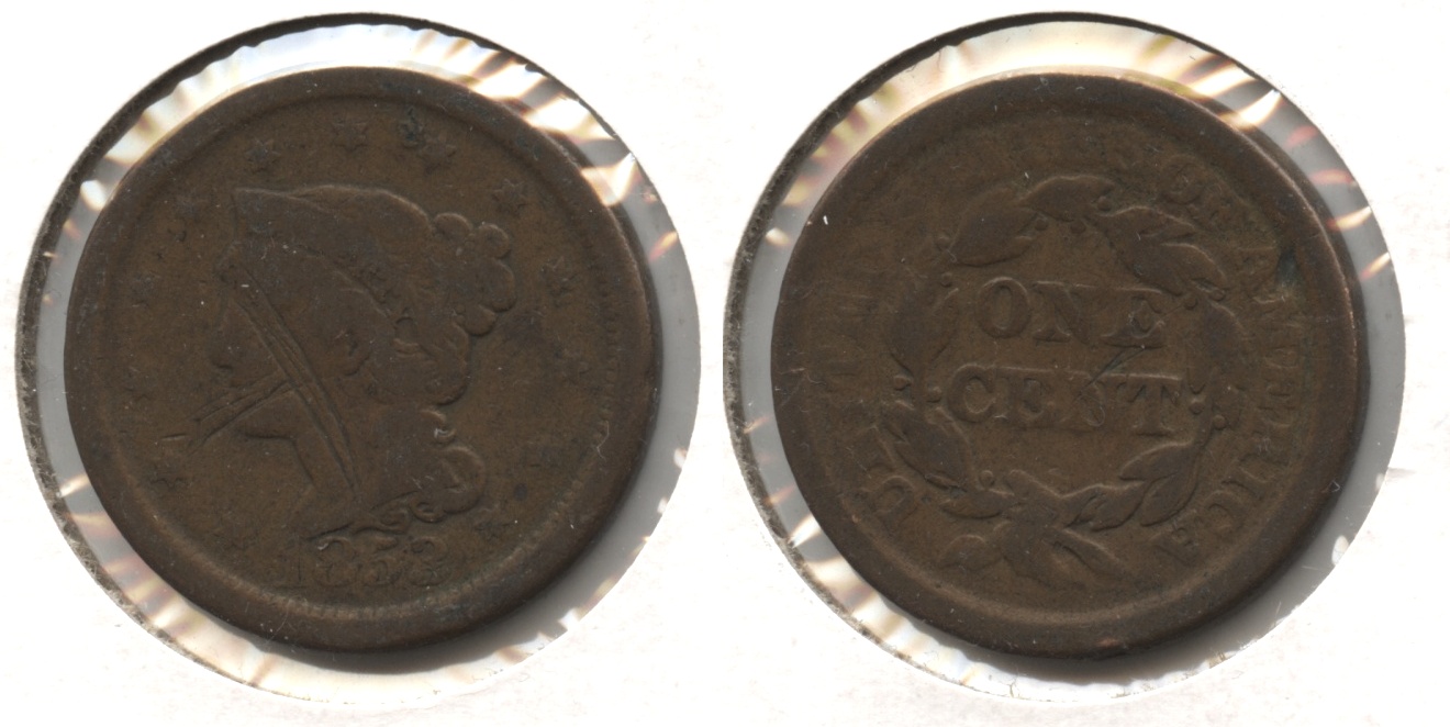 1853 Coronet Large Cent VG-8 #i Obverse Scrapes