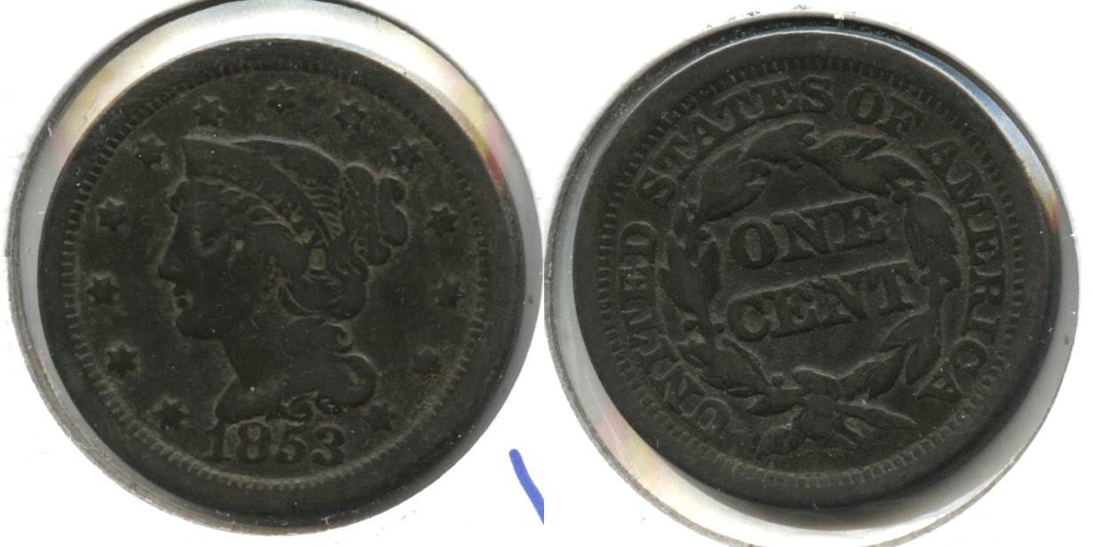 1853 Coronet Large Cent VG-8 #m Dark