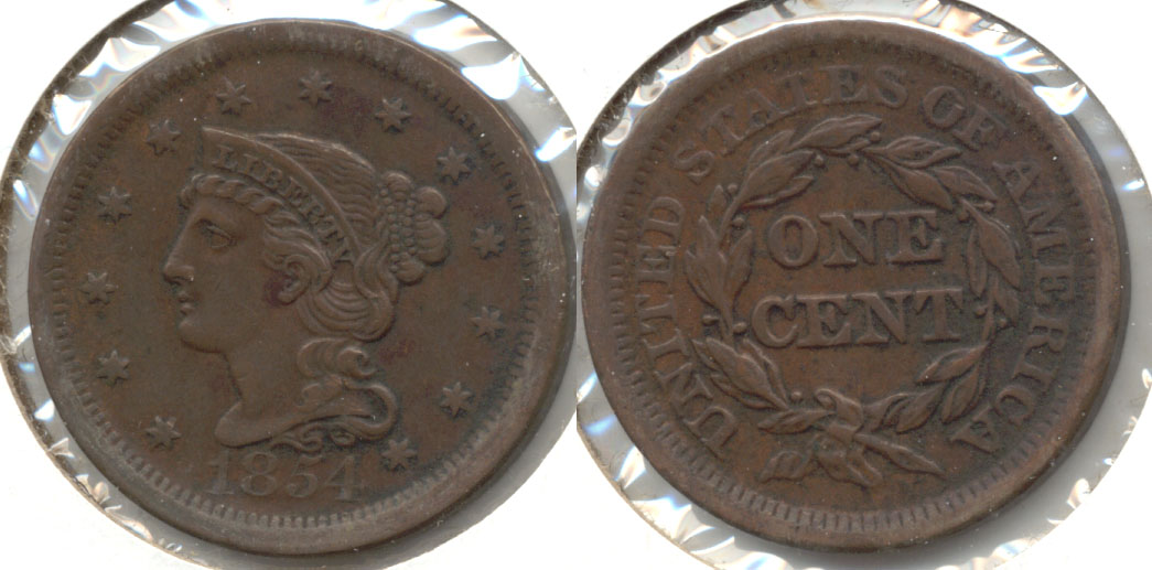 1854 Coroned Large Cent EF-40