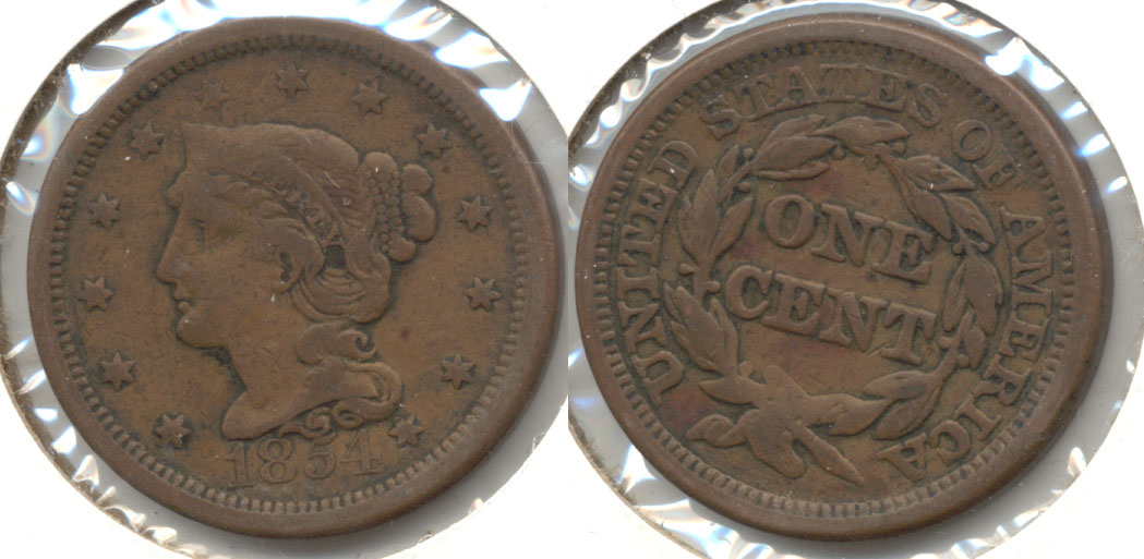 1854 Coroned Large Cent Fine-12