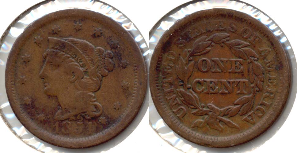 1854 Coroned Large Cent Fine-12 b