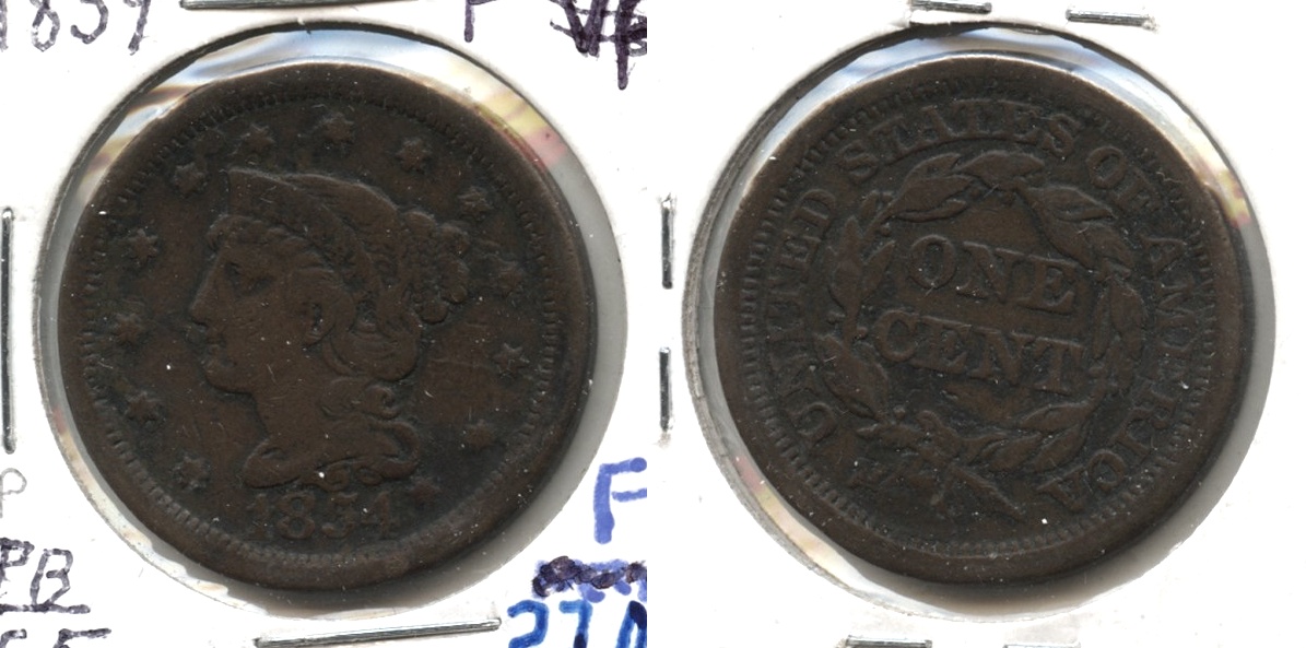 1854 Coronet Large Cent Fine-12 #p