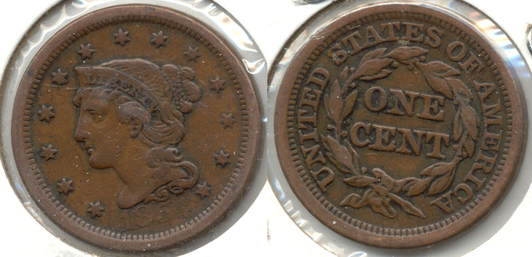 1854 Coroned Large Cent VF-20 #b
