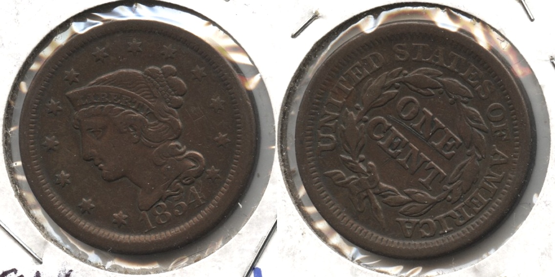 1854 Coronet Large Cent VF-20 #g Scratches