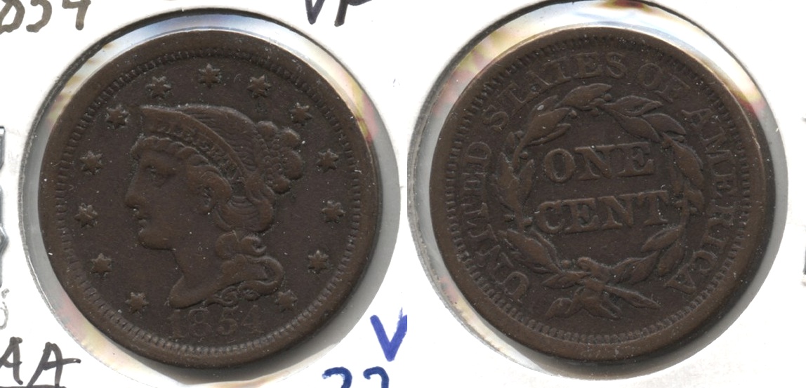 1854 Coronet Large Cent VF-20 #j