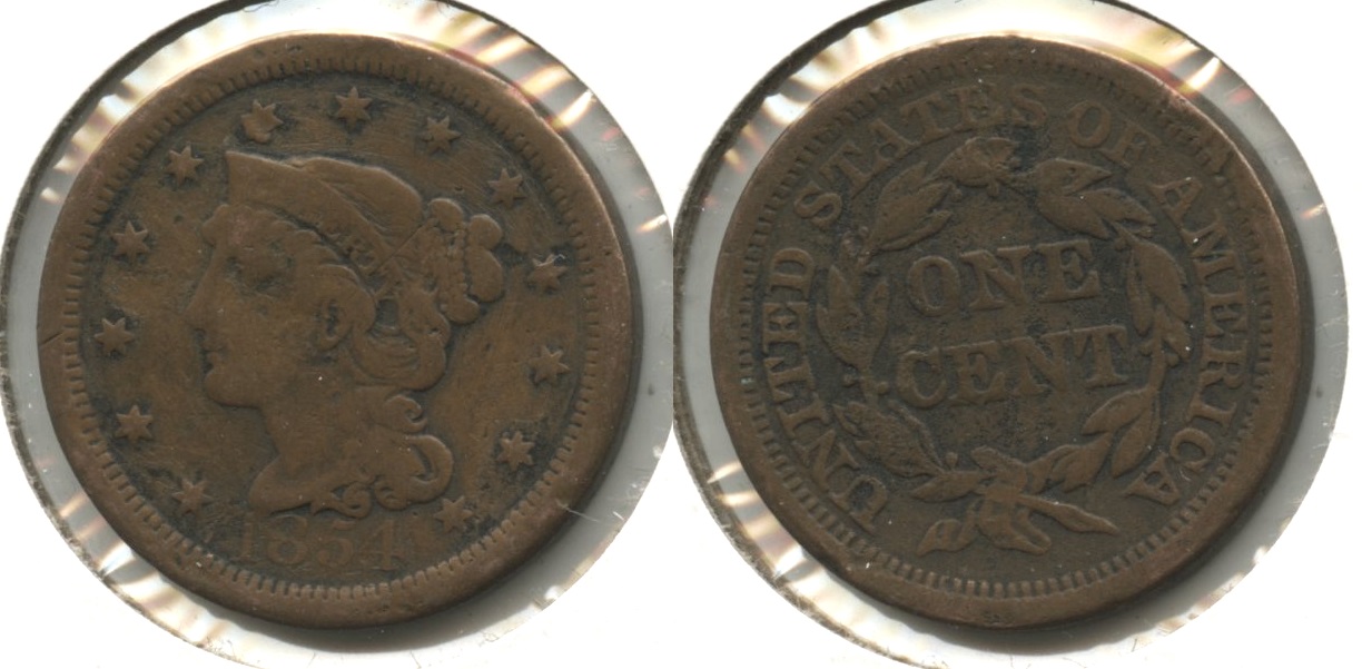1854 Coronet Large Cent VG-8 #c