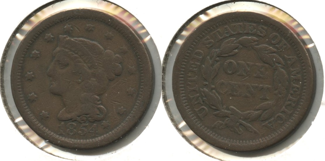 1854 Coronet Large Cent VG-8 #d