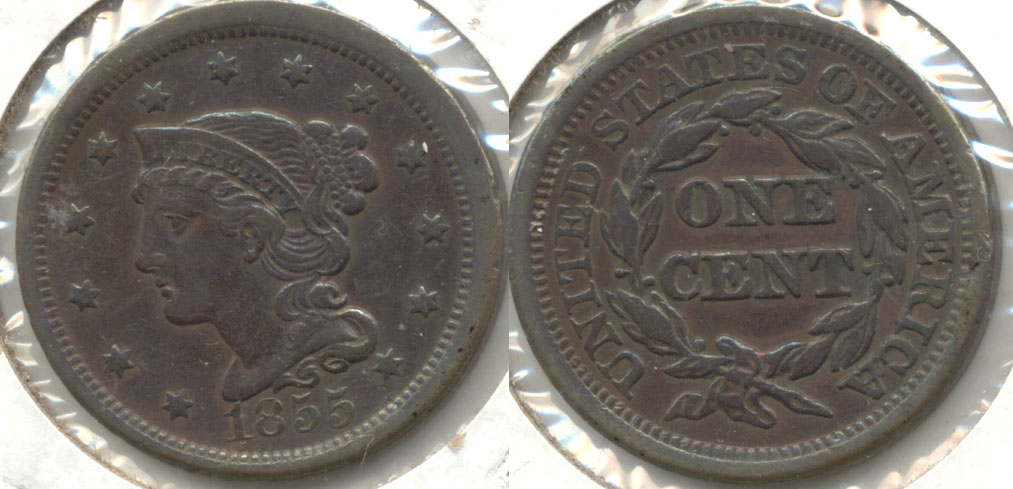 1855 Coronet Large Cent EF-40