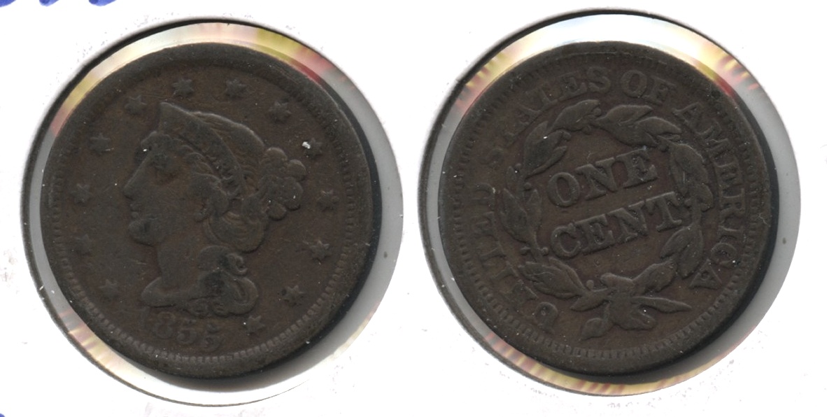 1855 Coronet Large Cent Fine-12 #e