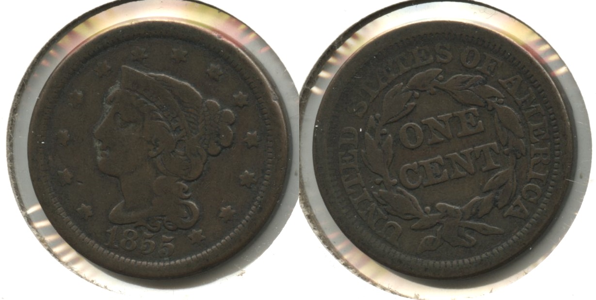 1855 Coronet Large Cent VG-8 #b