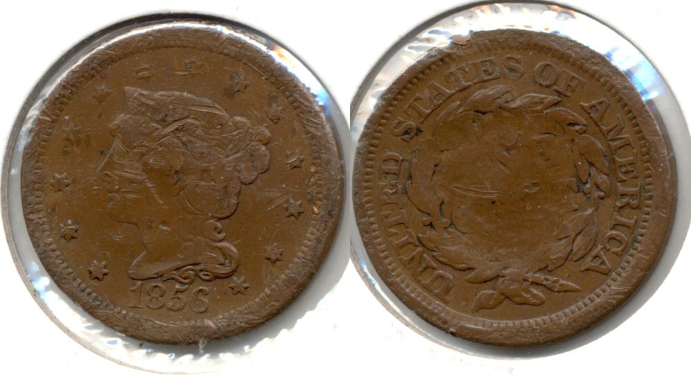1856 Coronet Large Cent Fine-12 a Scratched