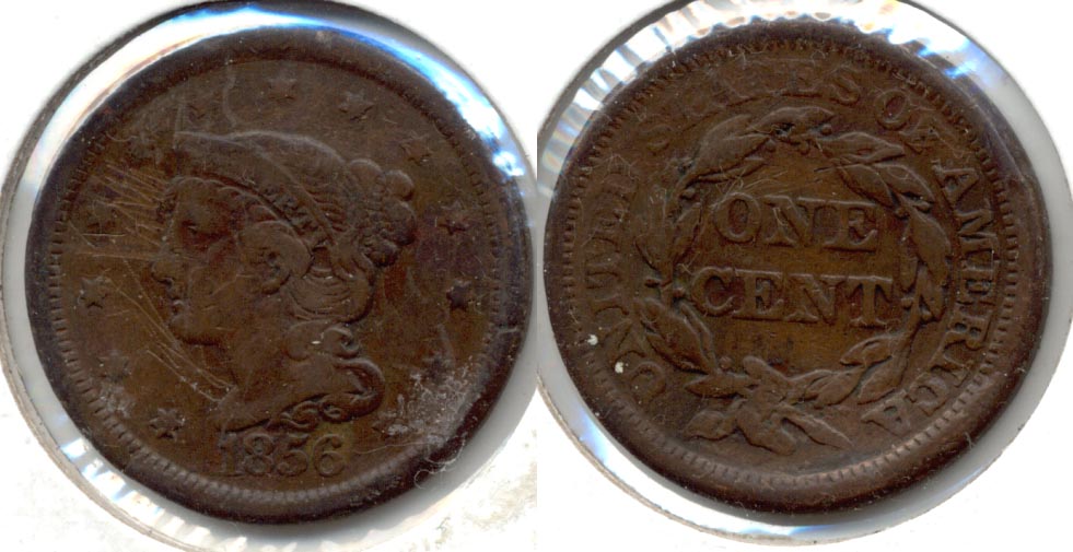 1856 Coronet Large Cent Fine-12 b Scratched