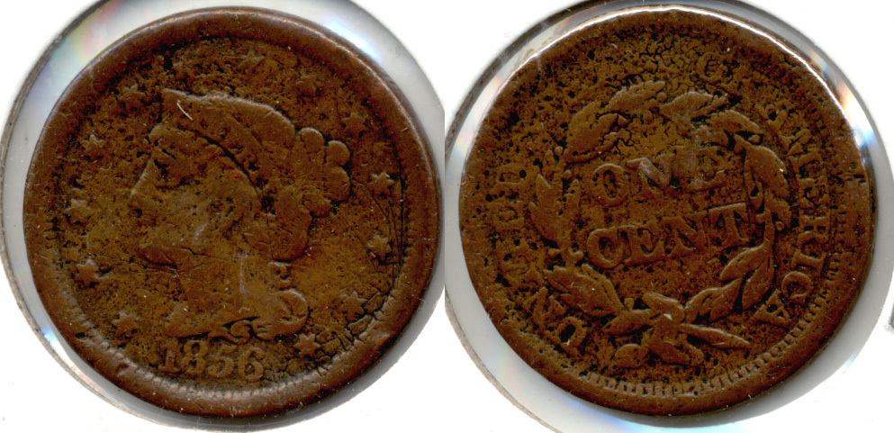 1856 Coronet Large Cent Good-4 Rough