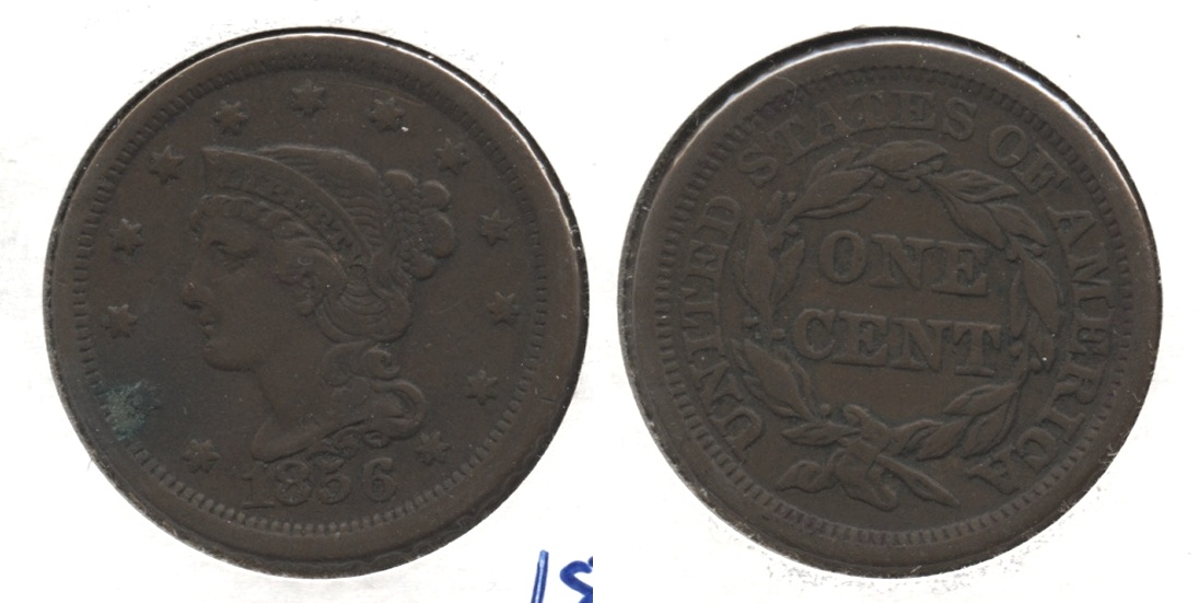 1856 Coronet Large Cent VF-20 #h Obverse Spot