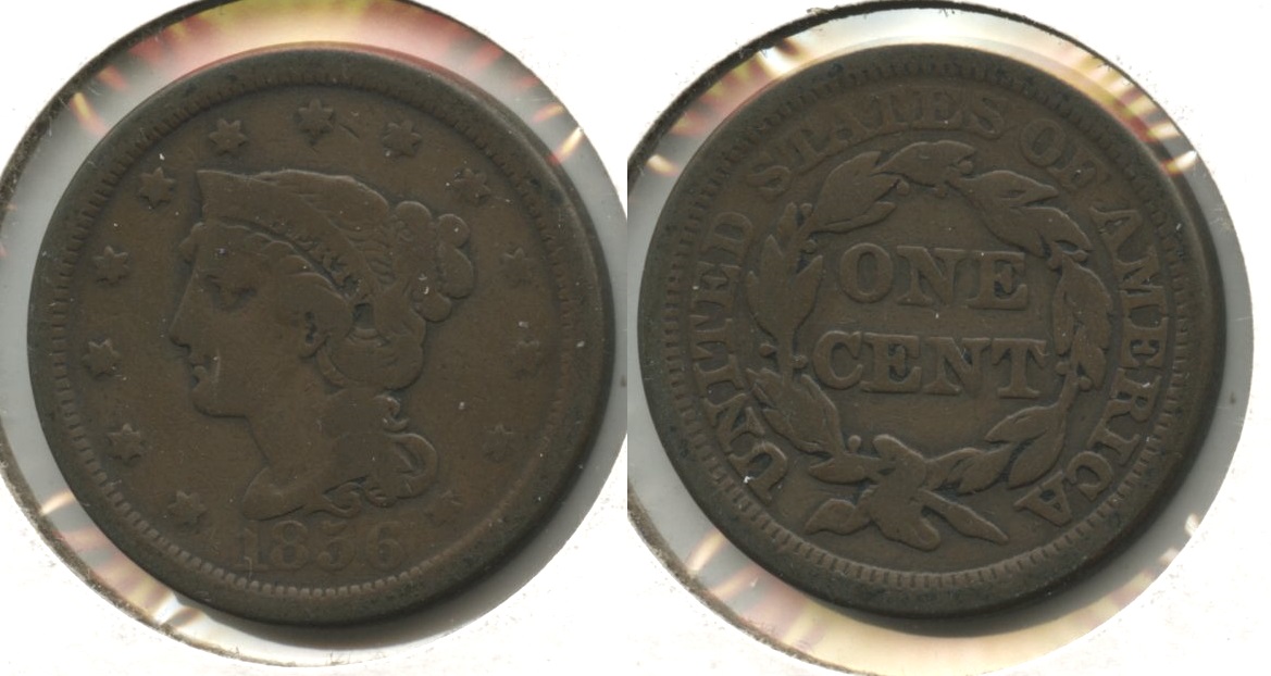 1856 Coronet Large Cent VG-8 #d Upright 5