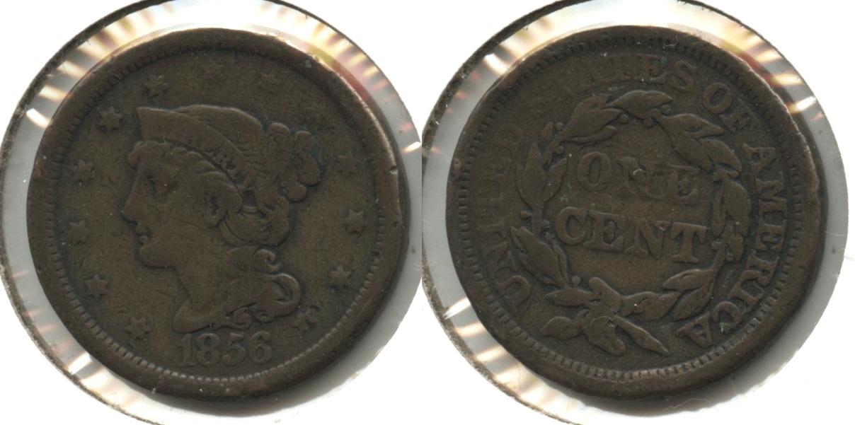1856 Coronet Large Cent VG-8 #e Rim Bumps