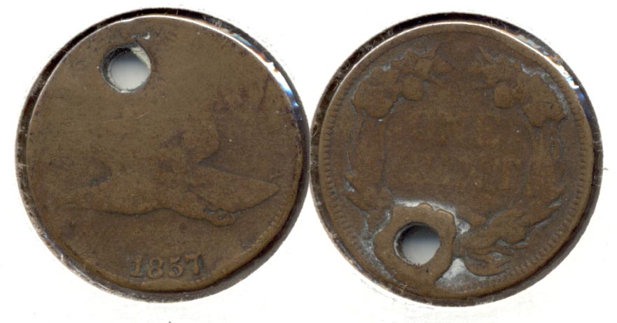 1857 Flying Eagle Cent AG-3 j Holed