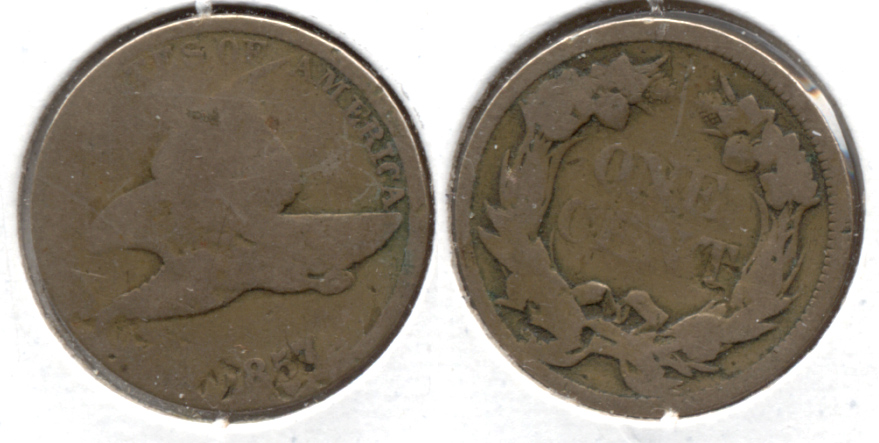 1857 Flying Eagle Cent AG-3 r Bent