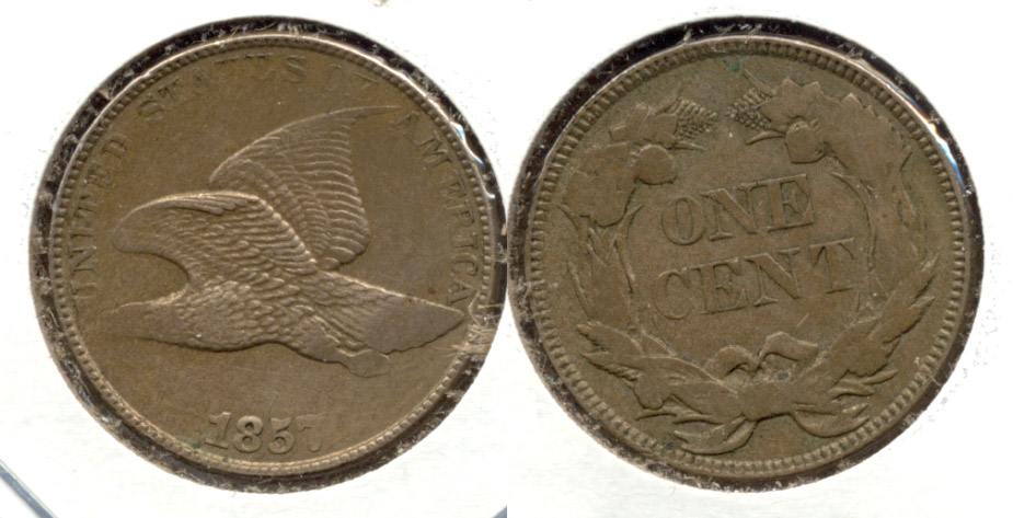 1857 Flying Eagle Cent AU-50 Weak Strike