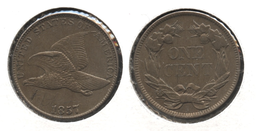 1857 Flying Eagle Cent AU-50 #a Faint Initials