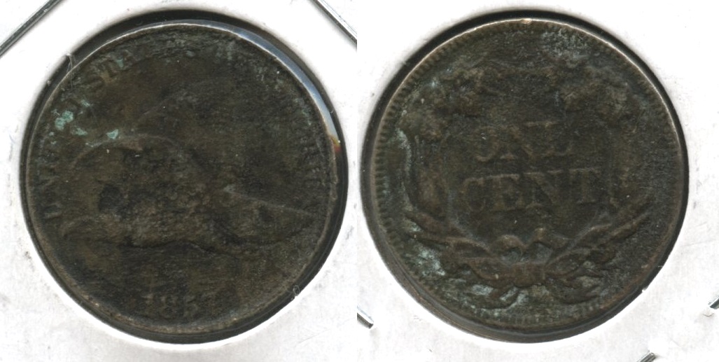 1857 Flying Eagle Cent Fine-12 #ao Dark