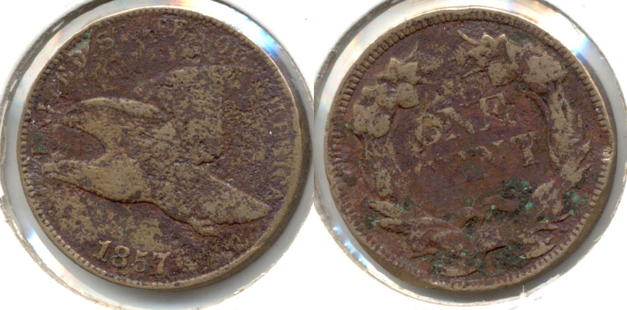 1857 Flying Eagle Cent Fine-12 c Porous