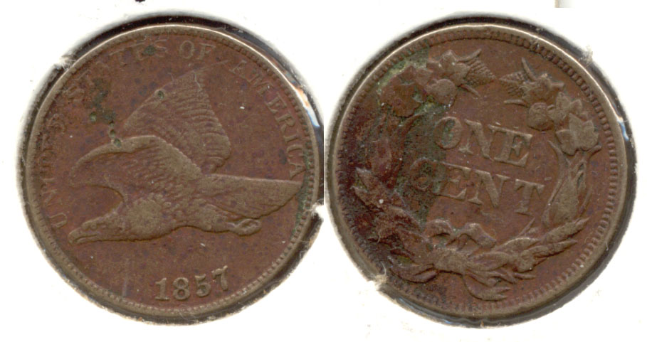 1857 Flying Eagle Cent Fine-12 d Reverse Matter