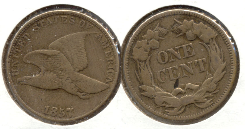 1857 Flying Eagle Cent Fine-12 h Reverse Pit
