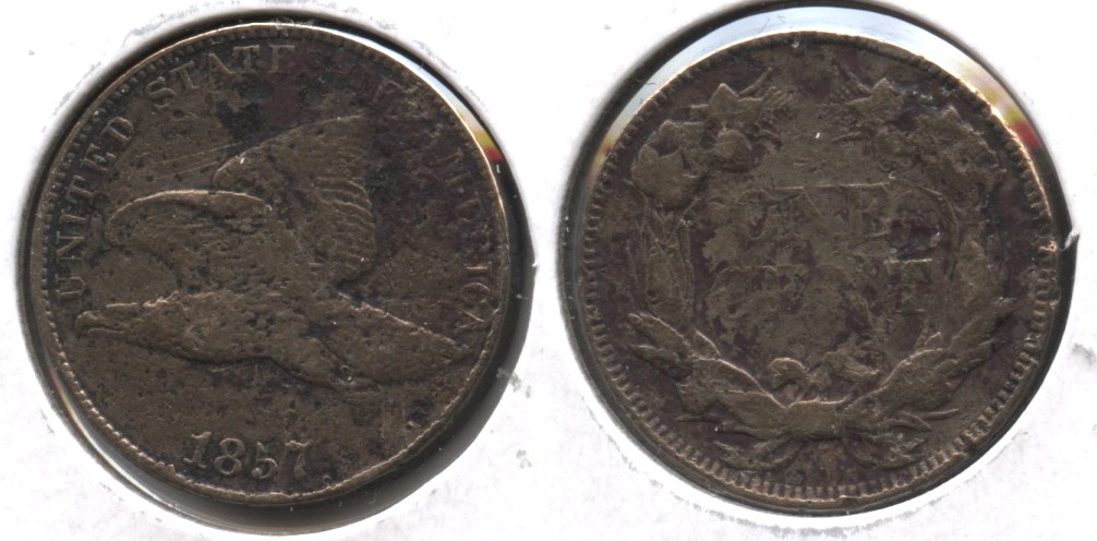 1857 Flying Eagle Cent Fine-12 #p Cleaned Corroded