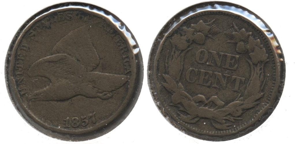 1857 Flying Eagle Cent Fine-12 #r Rim Bumps