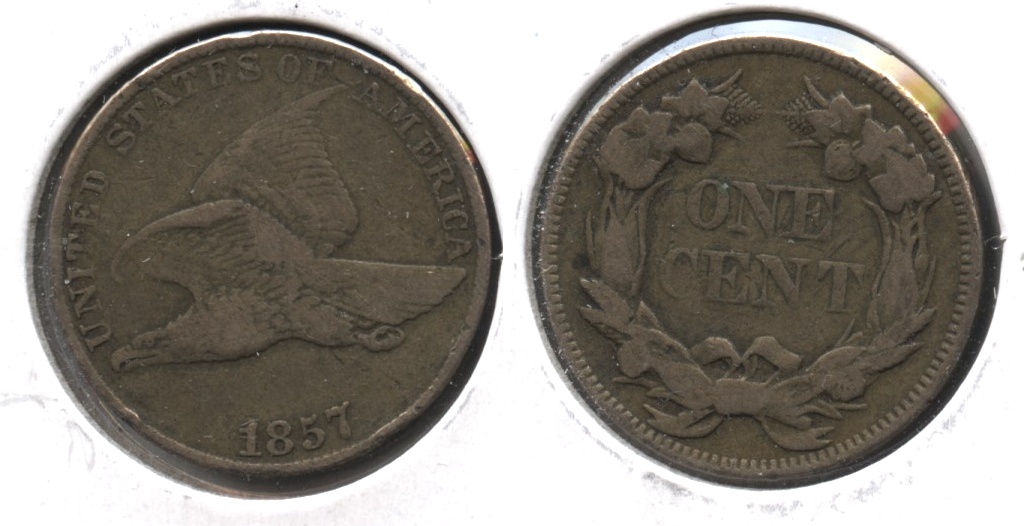 1857 Flying Eagle Cent Fine-12 #w Rim Bumps