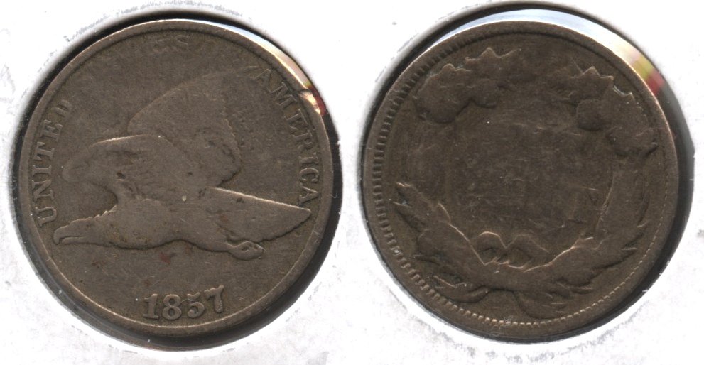 1857 Flying Eagle Cent Good-4 #ak Cleaned