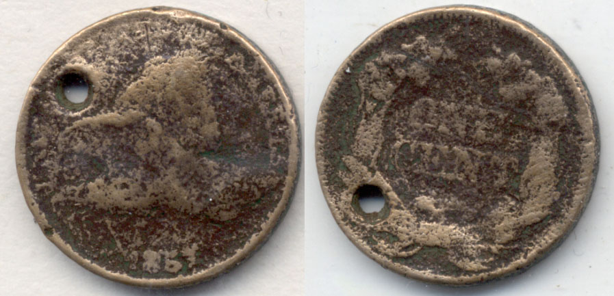 1857 Flying Eagle Cent Good-4 g Holed