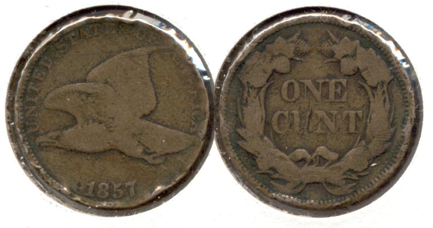 1857 Flying Eagle Cent Good-4 o Rim Bumps