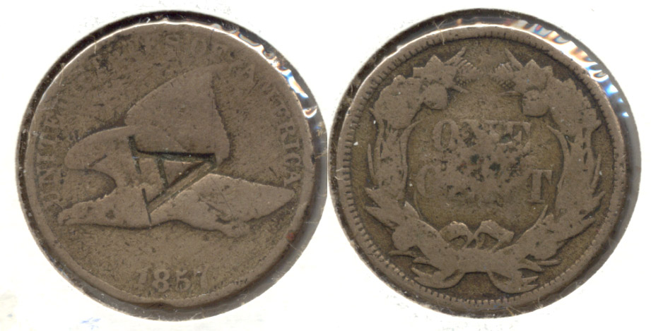 1857 Flying Eagle Cent Good-4 u Counterstamp A