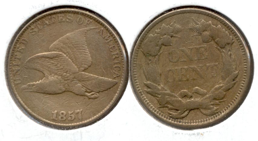 1857 Flying Eagle Cent VF-20 d Cleaned