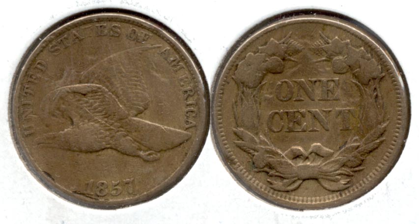1857 Flying Eagle Cent VF-20 e Obverse Marks