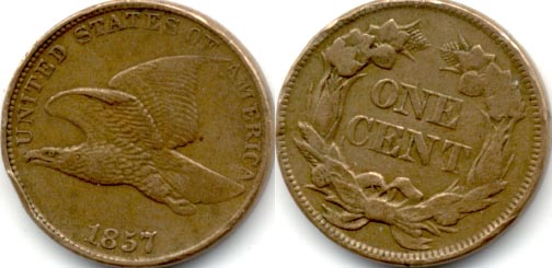 1857 Flying Eagle Cent VF-20 f Damage