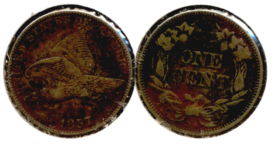 1857 Flying Eagle Cent VF-20 h Dark