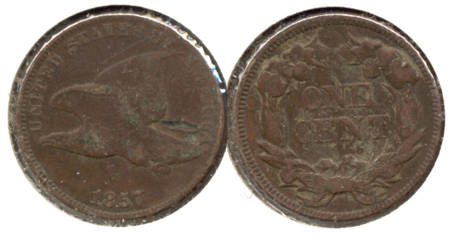 1857 Flying Eagle Cent VG-8 e Dark