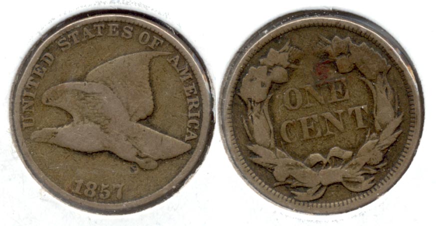 1857 Flying Eagle Cent VG-8 l Rim Bumps