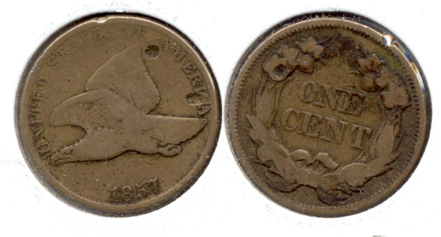 1857 Flying Eagle Cent VG-8 m Punches