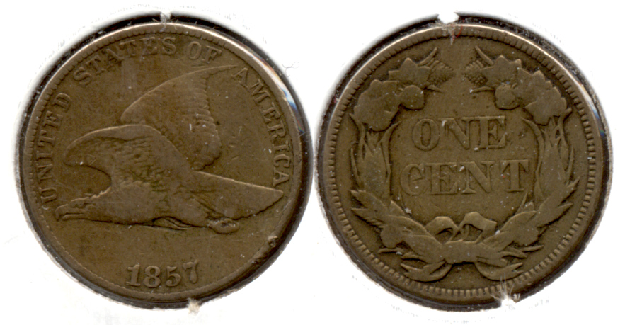 1857 Flying Eagle Cent VG-8 t Rim Bump