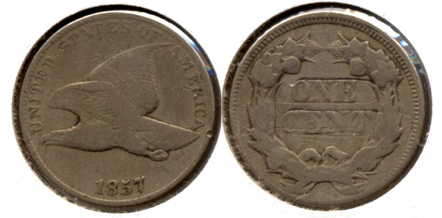 1857 Flying Eagle Cent VG-8 Reverse Scratch v